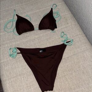 H&M Dark Brown Bikini with Mint Straps